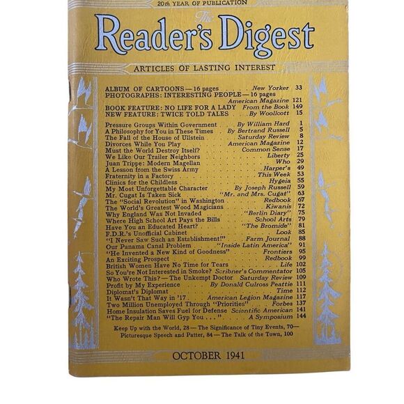 1941 Readers Digest 12pc Articles Of Lasting Interest WW2 Era - Picture 3 of 11